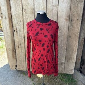 Odlo Base Layer Womens Size Large Red Fitted Ski Running Yoga  Athletic